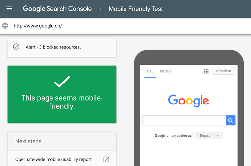 Google的行動友好測試 Mobile-Friendly Test